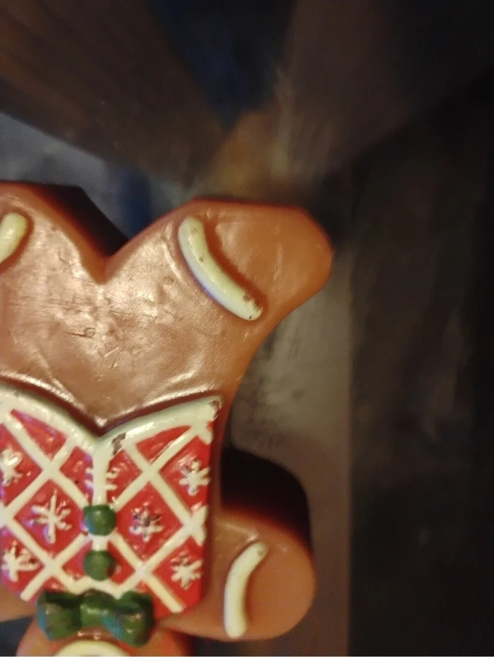 Vintage Gingerbread Man Decorative Figurine with Festive Vest
